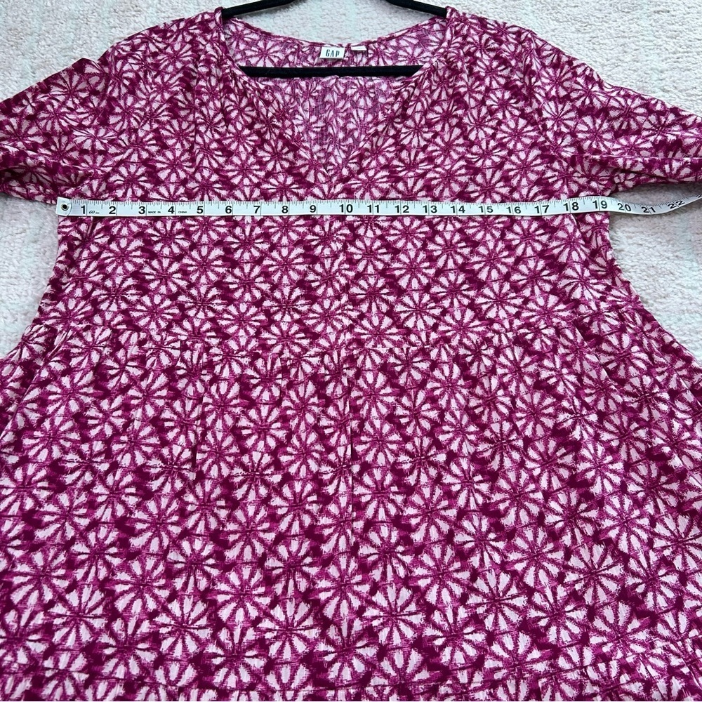 GAP Magenta Pink Floral Print Dress 3/4 Sleeves Size Medium Cotton Blend Midi - Picture 6 of 11